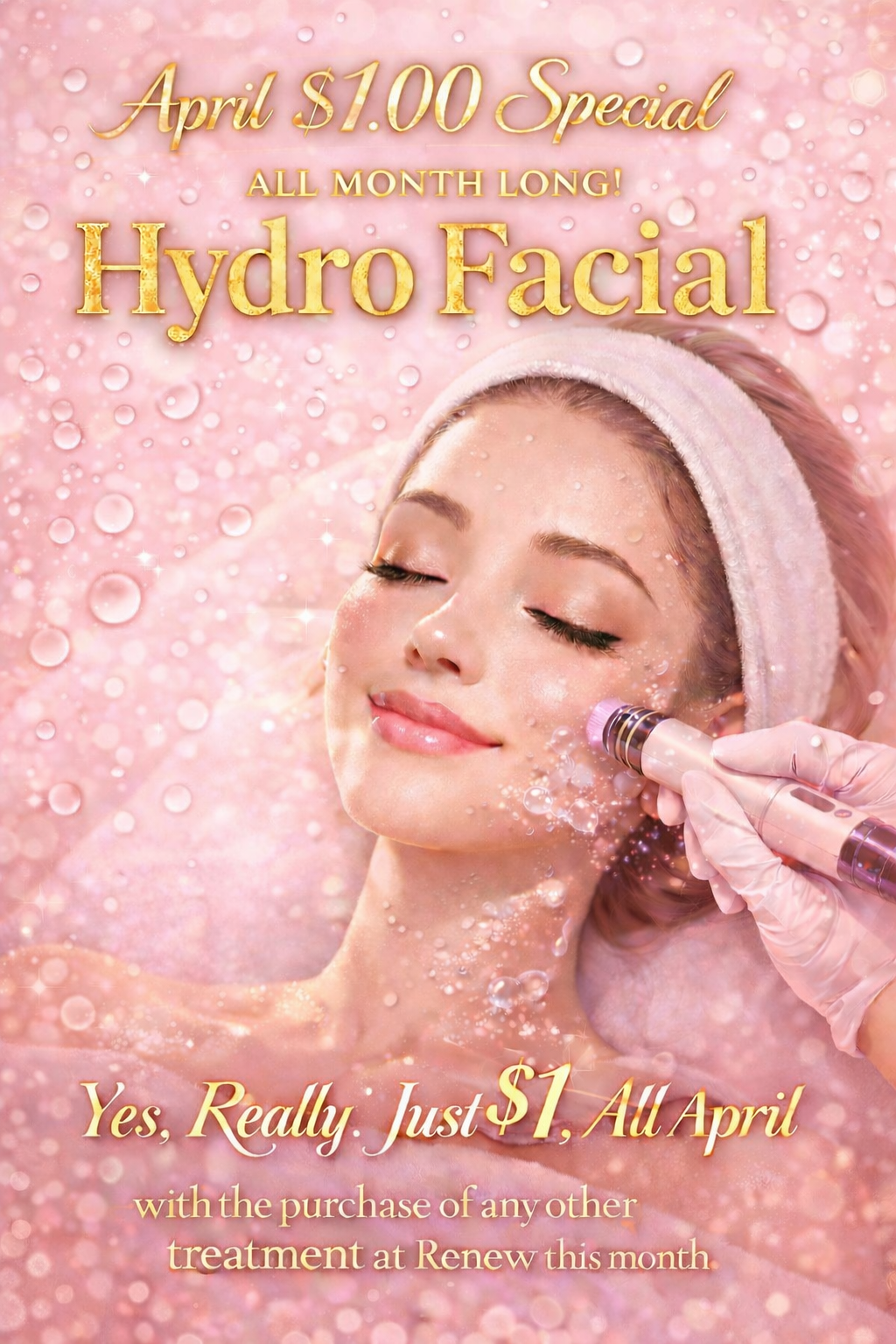 $1.00 HydroFacial w/ the purchase of any treatment  or service!